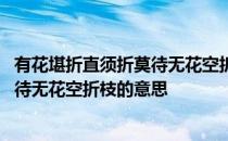 有花堪折直须折莫待无花空折枝英文翻译 有花堪折直须折莫待无花空折枝的意思