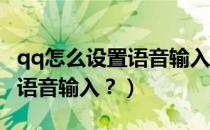 qq怎么设置语音输入法（QQ输入法怎样进行语音输入？）