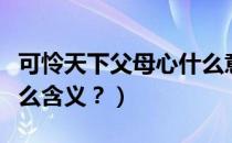 可怜天下父母心什么意思（可怜天下父母心什么含义？）