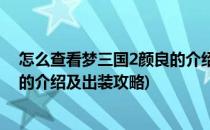 怎么查看梦三国2颜良的介绍及出装(怎么查看梦三国2颜良的介绍及出装攻略)