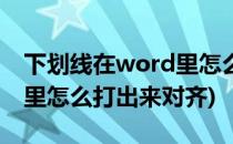 下划线在word里怎么打出来(下划线在word里怎么打出来对齐)