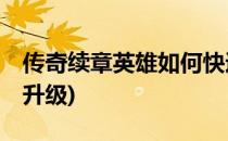 传奇续章英雄如何快速45级(新传奇续章英雄升级)