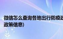 微信怎么查询各地出行防疫政策(微信怎么查询各地出行防疫政策信息)