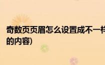 奇数页页眉怎么设置成不一样(奇数页页眉怎么设置成不一样的内容)
