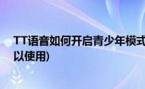 TT语音如何开启青少年模式(tt语音青少年模式什么时间可以使用)