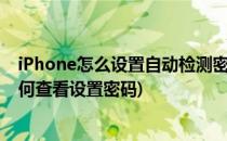 iPhone怎么设置自动检测密码安全(苹果手机进入安全后如何查看设置密码)