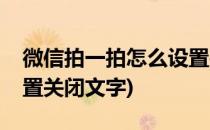 微信拍一拍怎么设置关闭(微信拍一拍怎么设置关闭文字)