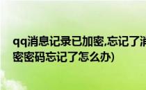 qq消息记录已加密,忘记了消息密码怎么办.(手机qq消息加密密码忘记了怎么办)