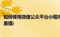 如何使用微信公众平台小程序(如何使用微信公众平台小程序直播)