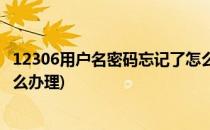 12306用户名密码忘记了怎么办(12306用户名密码忘记了怎么办理)