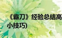 《霸刀》经验总结高手教你如何玩霸刀(霸刀小技巧)