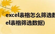 excel表格怎么筛选数据如何操作(如何用excel表格筛选数据)