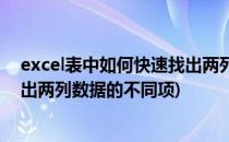 excel表中如何快速找出两列数据中的不同项(excel怎么找出两列数据的不同项)