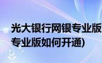 光大银行网银专业版怎么开通(光大银行网银专业版如何开通)