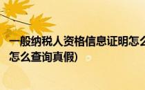 一般纳税人资格信息证明怎么查询(一般纳税人资格信息证明怎么查询真假)