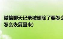 微信聊天记录被删除了要怎么恢复(微信聊天记录被删除了要怎么恢复回来)