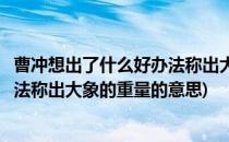曹冲想出了什么好办法称出大象的重量(曹冲想出了什么好办法称出大象的重量的意思)