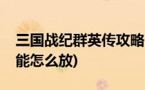 三国战纪群英传攻略(三国战纪群英传攻略技能怎么放)