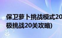 保卫萝卜挑战模式20关通过攻略(保卫萝卜终极挑战20关攻略)