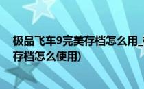 极品飞车9完美存档怎么用_极品9完美存档位置(极品飞车9存档怎么使用)