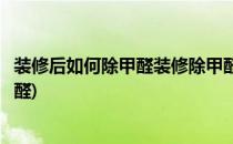 装修后如何除甲醛装修除甲醛最好方法(房屋装修完如何除甲醛)