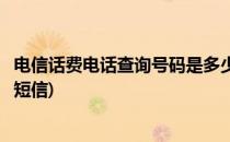 电信话费电话查询号码是多少(电信话费电话查询号码是多少短信)