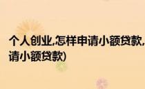 个人创业,怎样申请小额贷款,需要什么条件?(创业人员如何申请小额贷款)