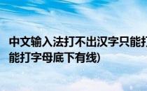 中文输入法打不出汉字只能打字母(中文输入法打不出汉字只能打字母底下有线)