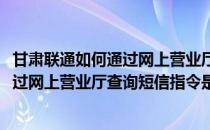 甘肃联通如何通过网上营业厅查询短信指令(甘肃联通如何通过网上营业厅查询短信指令是什么)
