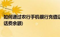 如何通过农行手机银行充值话费(如何通过农行手机银行充值话费余额)