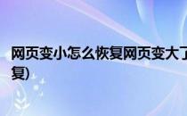 网页变小怎么恢复网页变大了怎么办(网页变的非常小怎么恢复)
