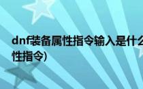 dnf装备属性指令输入是什么意思(dnf装备操作键和装备属性指令)