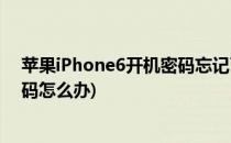 苹果iPhone6开机密码忘记了怎么办(苹果6s忘记了开机密码怎么办)