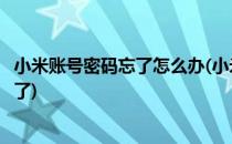 小米账号密码忘了怎么办(小米账号密码忘了怎么办手机号没了)