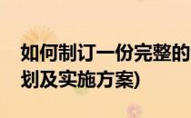 如何制订一份完整的专项培训计划书(培训计划及实施方案)