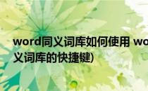 word同义词库如何使用 word入门基础(在word中,打开同义词库的快捷键)