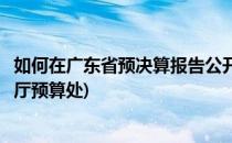 如何在广东省预决算报告公开填报系统公开预算(广东省财政厅预算处)