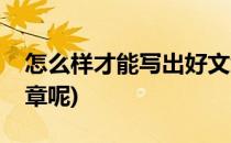 怎么样才能写出好文章(怎么样才能写出好文章呢)