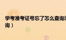 学考准考证号忘了怎么查询浙江（学考准考证号忘了怎么查询）