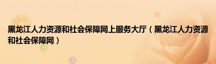 黑龙江人力资源和社会保障网上服务大厅（黑龙江人力资源和社会保障网）