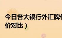 今日各大银行外汇牌价对比（各大银行外汇牌价对比）
