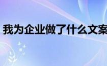 我为企业做了什么文案（我为企业做了什么）
