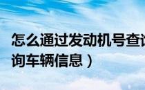 怎么通过发动机号查询车辆信息（发动机号查询车辆信息）