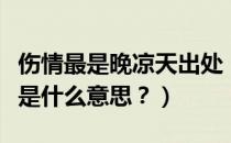 伤情最是晚凉天出处（伤情最是晚凉天整首诗是什么意思？）