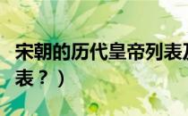 宋朝的历代皇帝列表及简称（宋朝历代皇帝列表？）