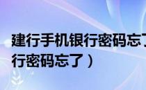 建行手机银行密码忘了怎么重置（建行手机银行密码忘了）