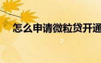 怎么申请微粒贷开通（怎么申请微粒贷）