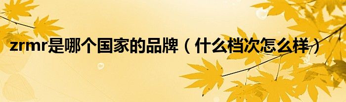 zrmr是哪个国家的品牌（什么档次怎么样）