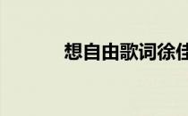 想自由歌词徐佳莹 想自由歌词
