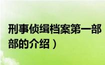 刑事侦缉档案第一部（关于刑事侦缉档案第一部的介绍）